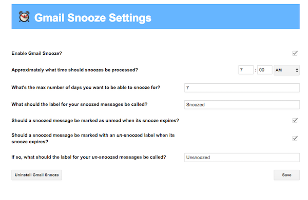 gmail snooze