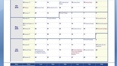 calendario con feriados