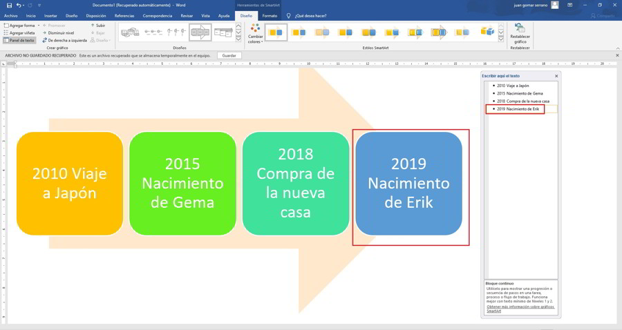 Como hacer una linea de tiempo con Word 3