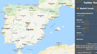 Este mapa muestra las tendencias de Twitter en diferentes partes