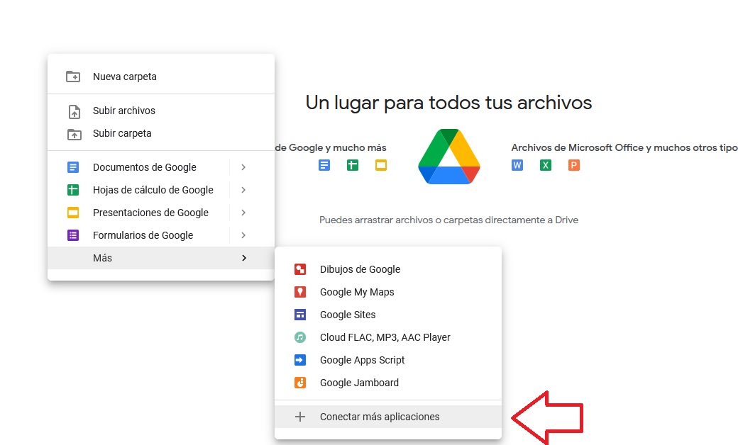 Contectar aplicaciones en Google Drive