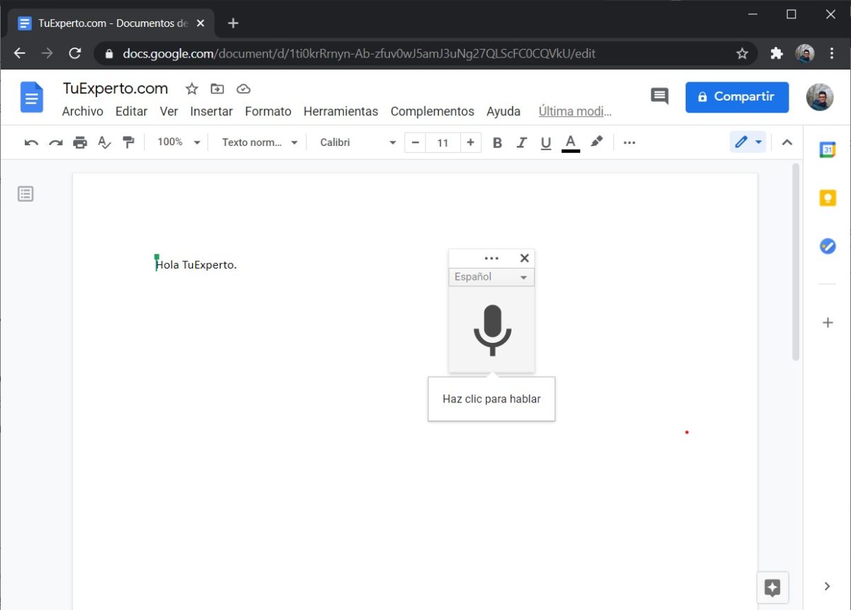 Dictado por voz en Google Docs