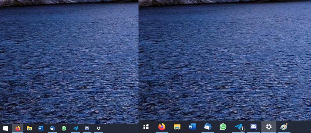 Diferencia de tamaño de iconos en la barra de tareas