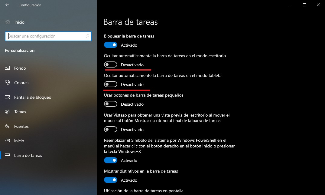 Hacer desaparecer la barra de tareas