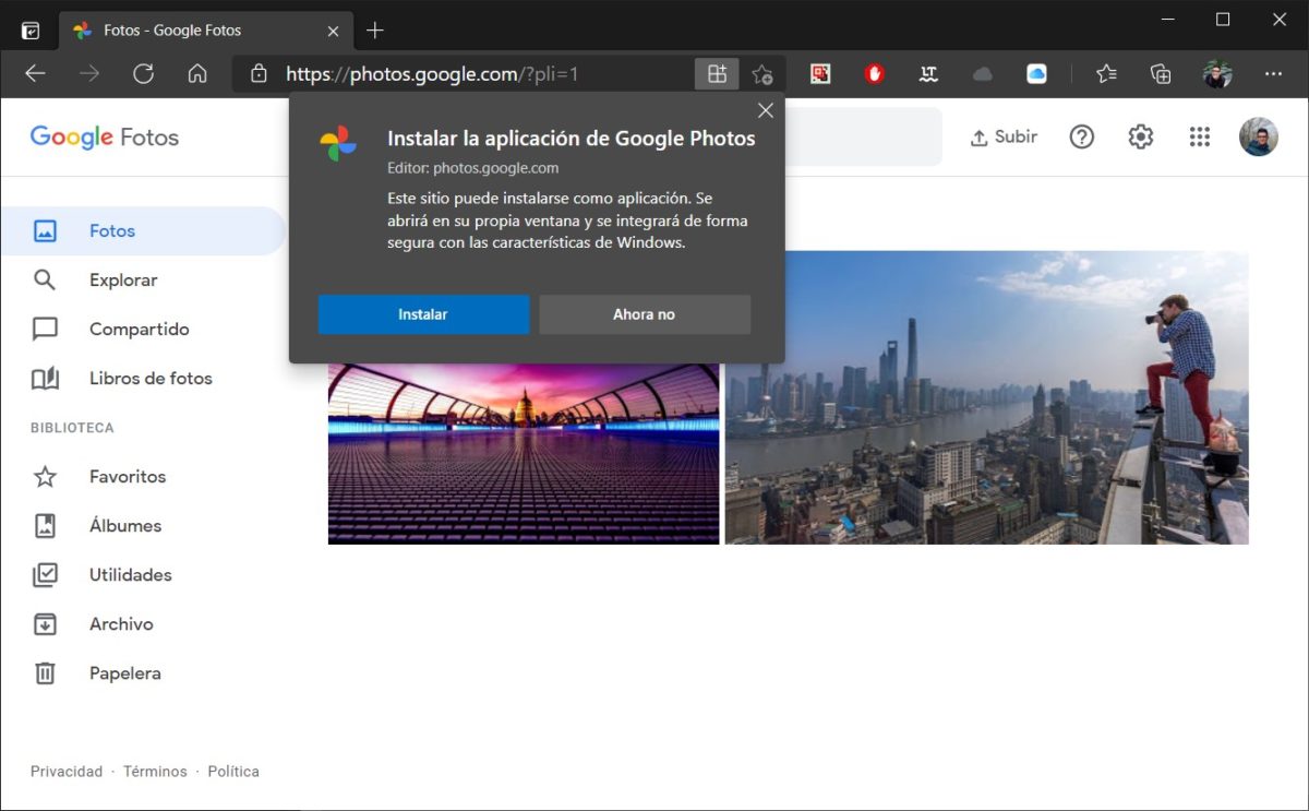 Instalar Google Fotos como aplicación nativa