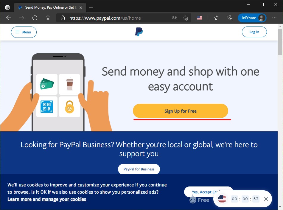 7 Crear nueva cuenta de PayPal