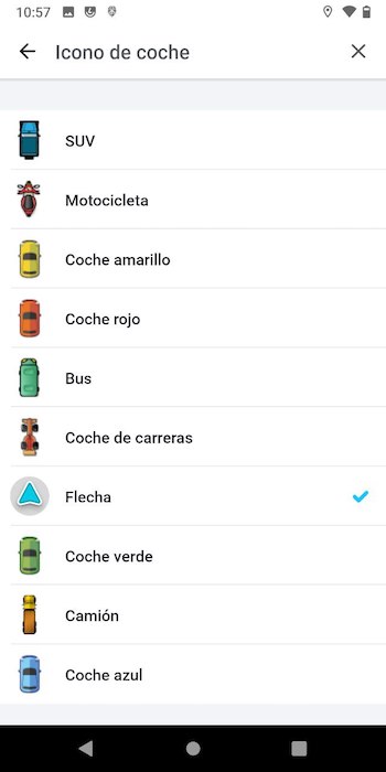 Iconos disponibles en Waze