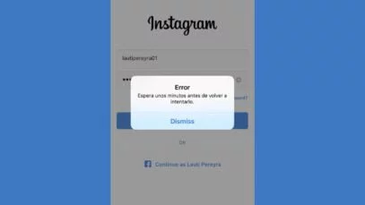 Mensaje «Instagram error: Espera unos minutos antes de volver a