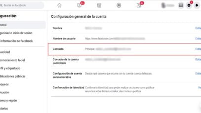Para cambiar el correo electrónico de tu cuenta de Facebook