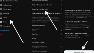 Paso a paso para eliminar nuestra cuenta de Threads sin