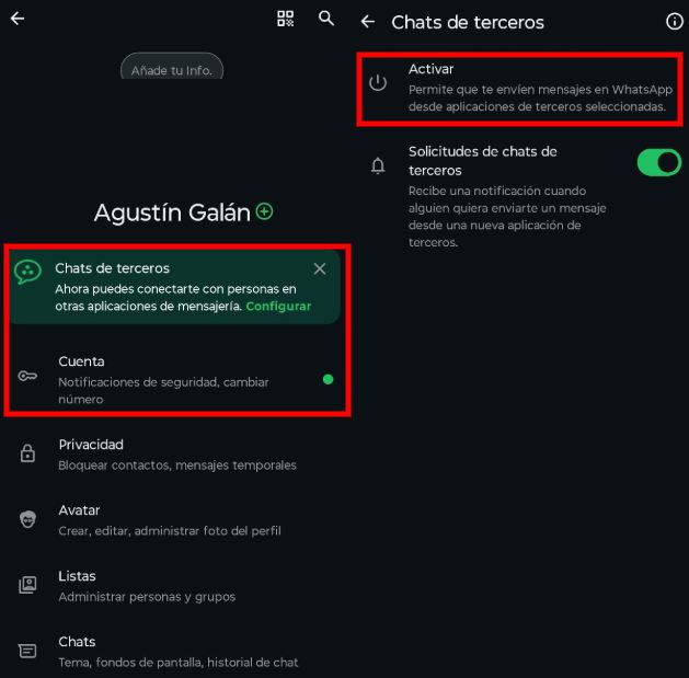 Cómo activar los chats de terceros en WhatsApp, guía paso a paso 1