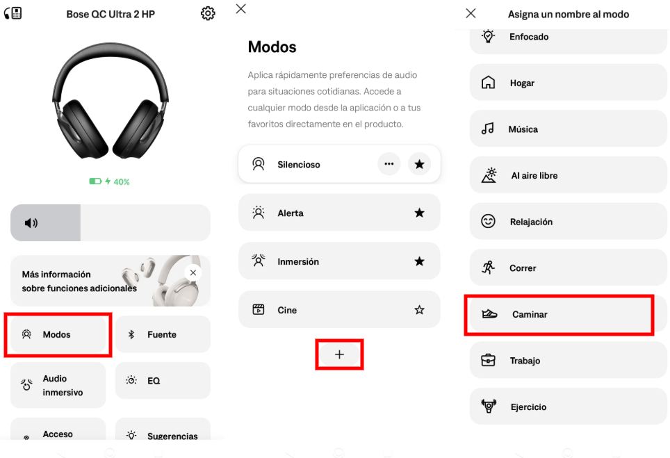 Cómo añadir nuevos modos de escucha en los Bose QC Ultra Headphones (2.ª Gen) 2 Cómo añadir nuevos modos de escucha a los Bose QuietComfort Ultra Headphones (2ª gen)