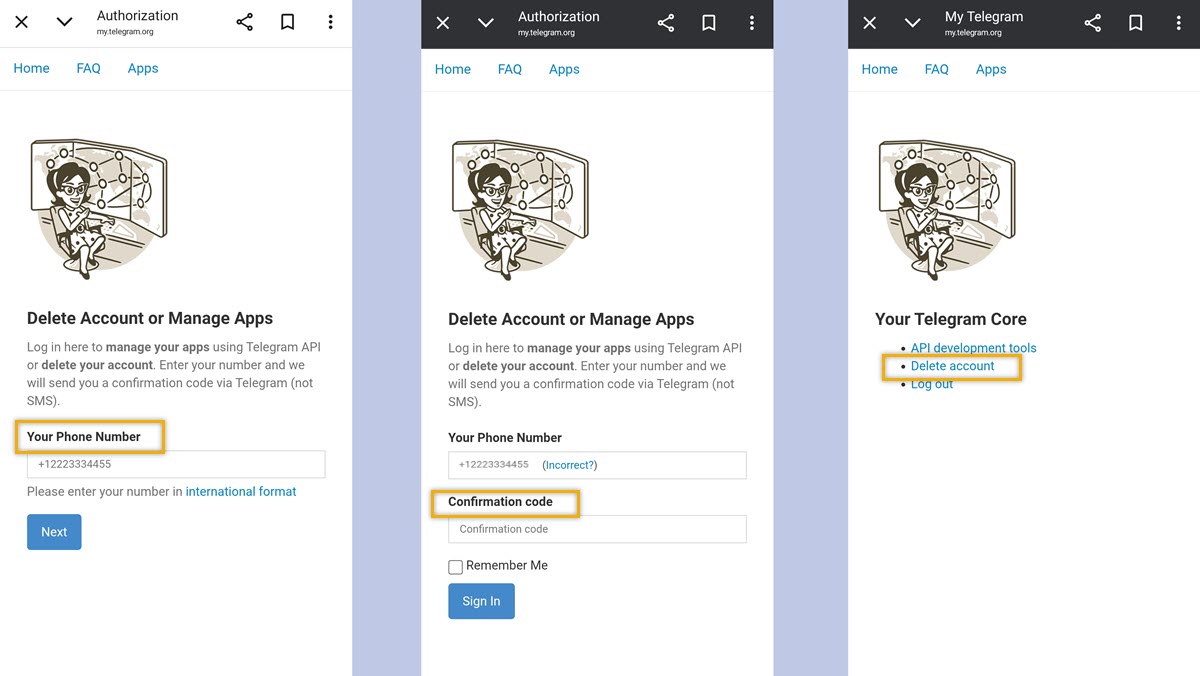 cómo eliminar tu cuenta de telegram