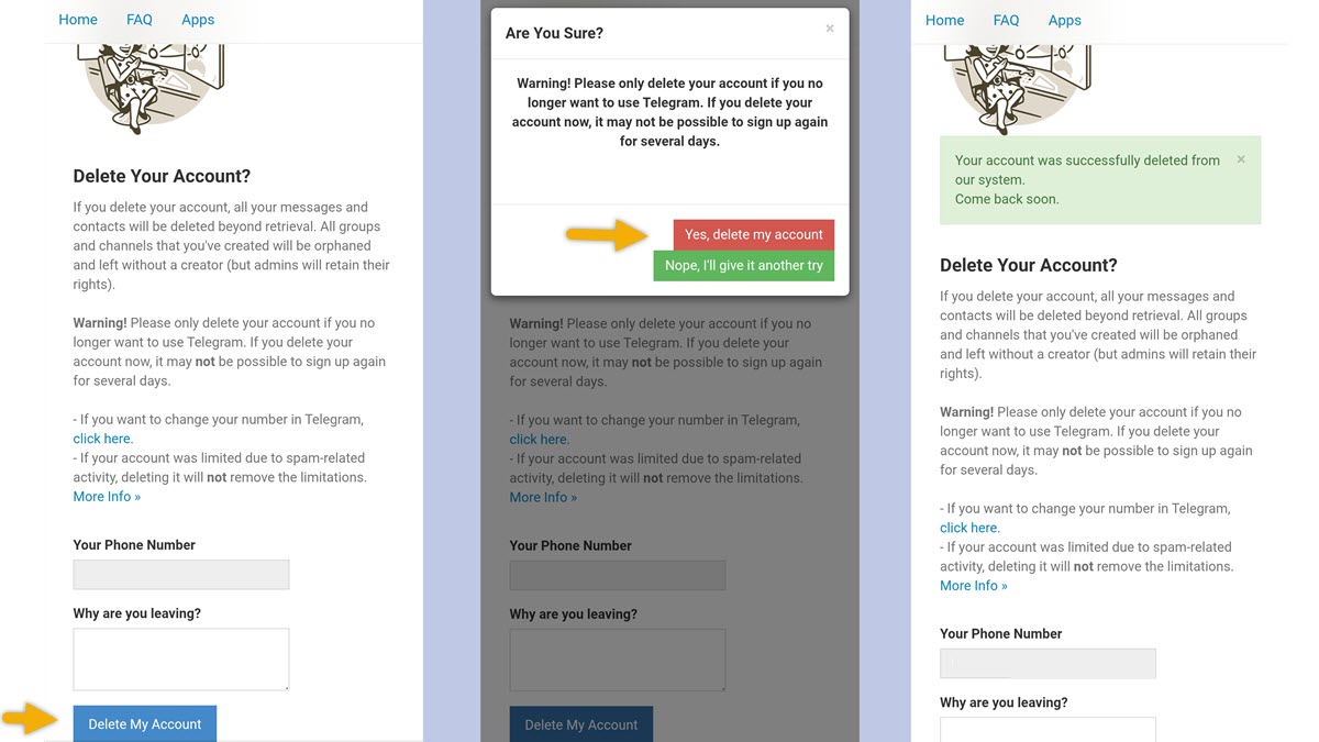 eliminar cuenta telegram 2026