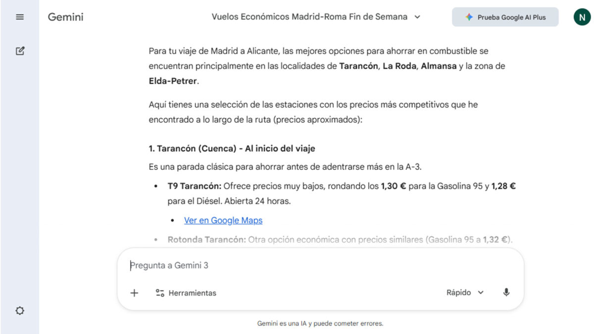 Mejores trucos de Gemini 2026-Cómo detectar estaciones de servicio con mejor precio en carretera